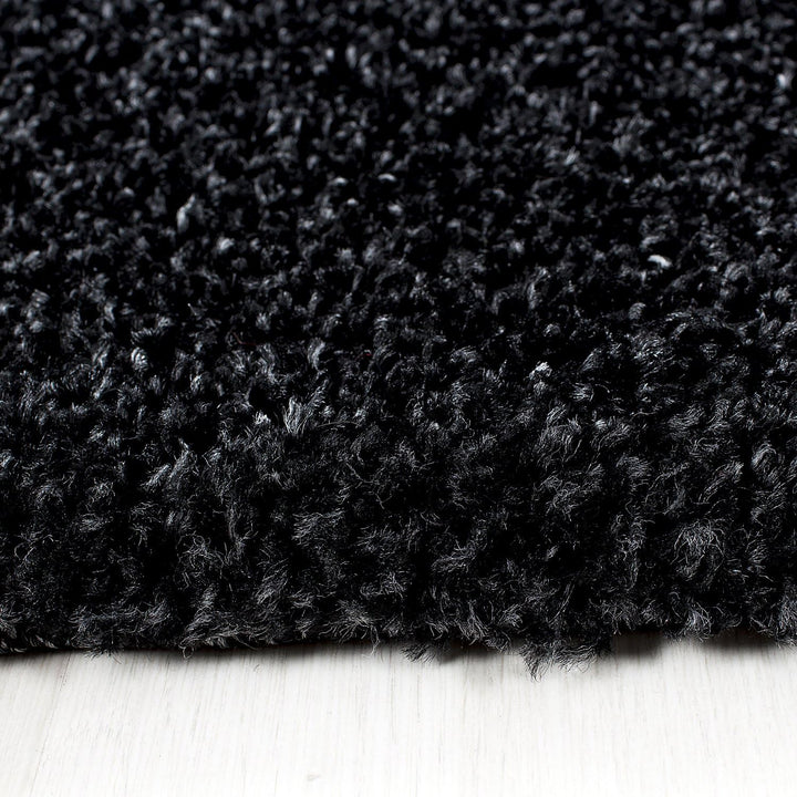 HomebyHome Teppich Wohnzinmer Shaggy Hochflor Anthrazit 120 cm Rund Bordüre Design - Flauschiger Tep