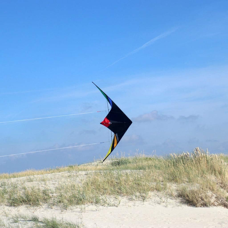 Wolkenstürmer Skydart Lenkdrachen mit Glasfaser-Gestänge, schwarz - Kite für Einsteiger und Fortgesc