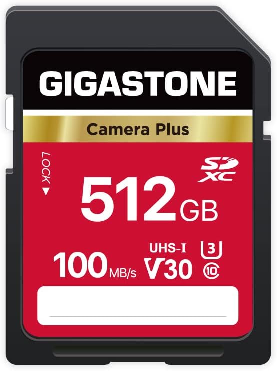 Gigastone Kamera Plus 512GB SDXC Speicherkarte bis zu 100 MB/s für Digitalkameras Canon Sony Nikon O