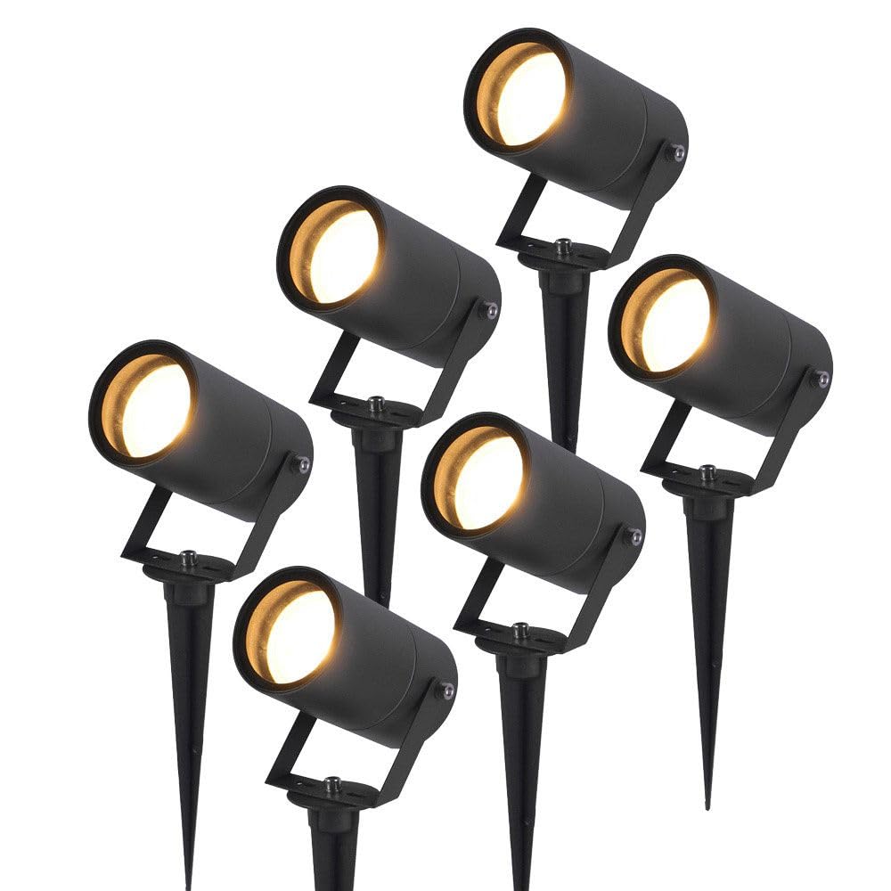 HOFTRONIC - 6er Set Spikey LED Gartenstrahler Aluminium - IP65 Wasserdicht - GU10 Fassung - Dimmbar