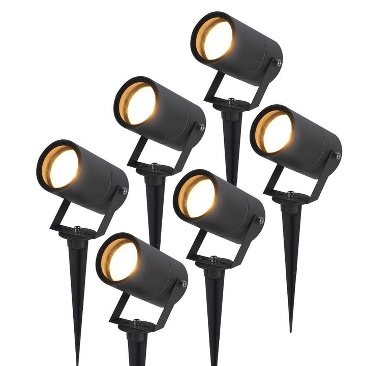 HOFTRONIC - 6er Set Spikey LED Gartenstrahler Aluminium - IP65 Wasserdicht - GU10 Fassung - Dimmbar