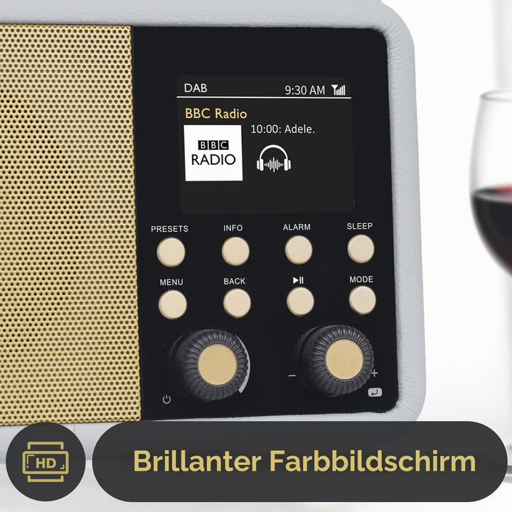 LEMEGA Class Finesse DAB+ Digitalradio mit Farbdisplay – Edler Bluetooth-Radiowecker mit 60 Senderpl
