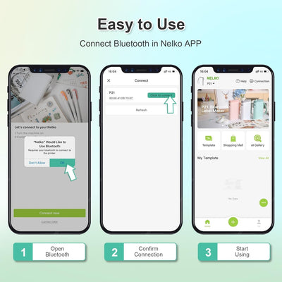 Nelko Etikettendrucker, Bluetooth P21 Selbstklebendes Etikettiergerät Tragbarer Beschriftungsgerät s