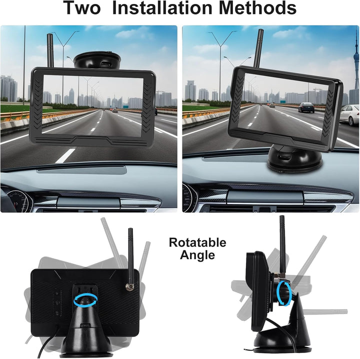 Hodozzy Digital Wireless Rückfahrkamera Set mit 5 Zoll IPS Bildschirm Monitor, AHD Reverse Camera Na