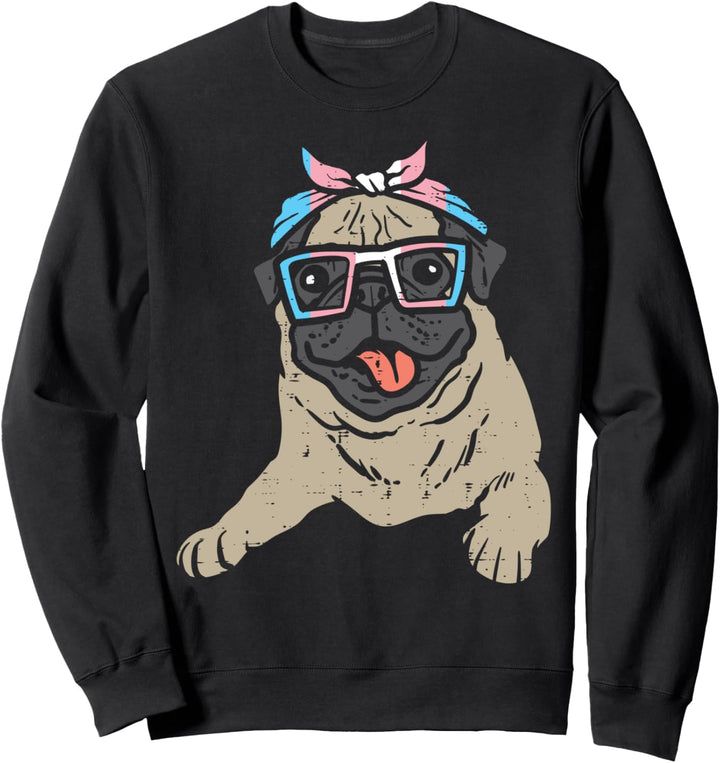 Pug Transgender Headband Bandana Trans Pride Flag LGBT Dog Sweatshirt