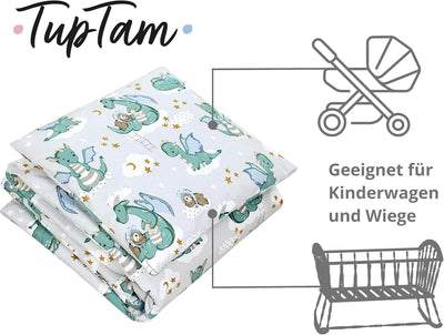 TupTam Unisex Baby Wiegenset 4-teilig Bettwäsche-Set: Bettdecke mit Bezug und Kopfkissen mit Bezug,