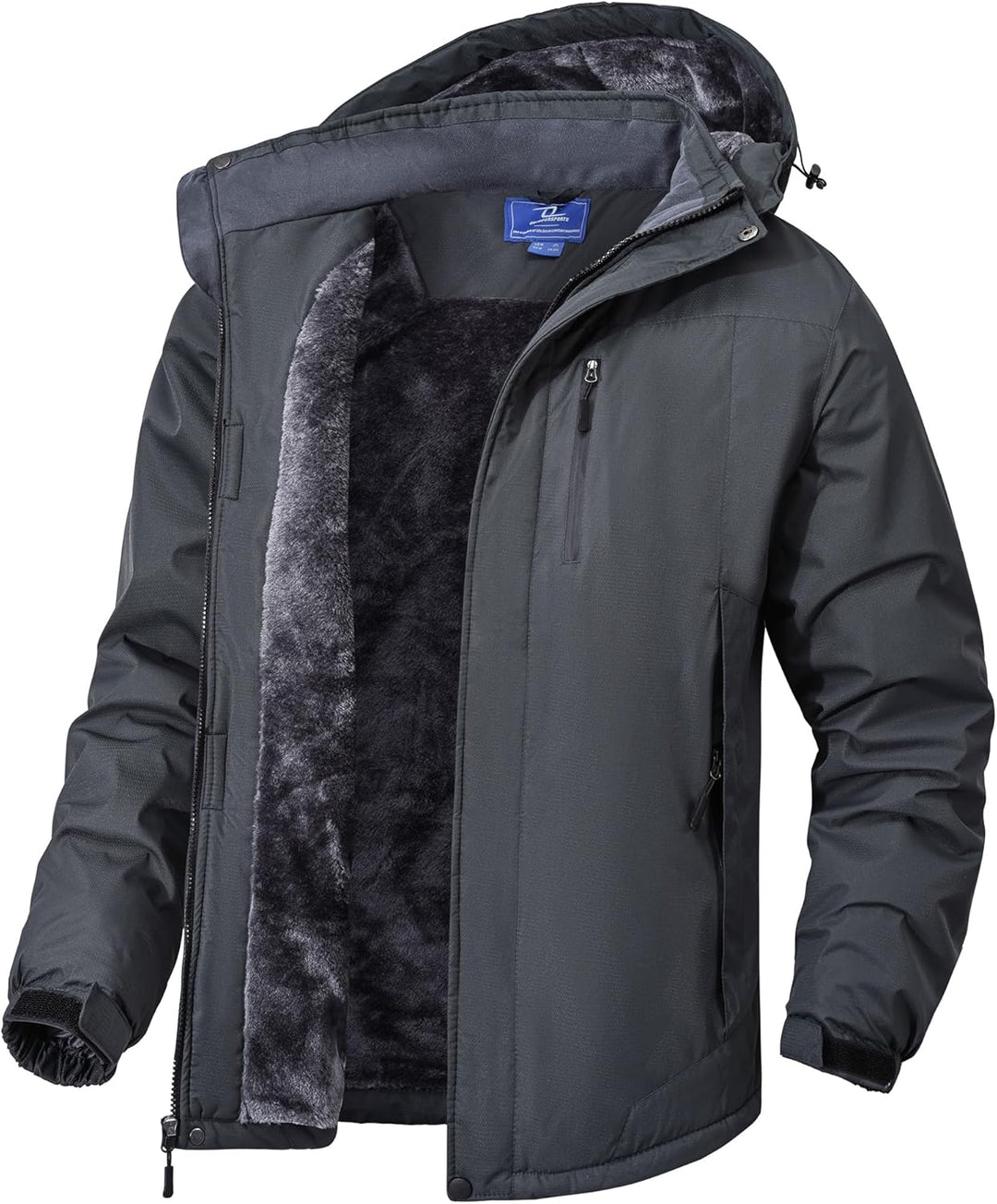 Zzkouine Herren Winter wasserdichte Fleecejacke Warm Gefüttert Winterjacke mit Kapuze Wasserabweisen