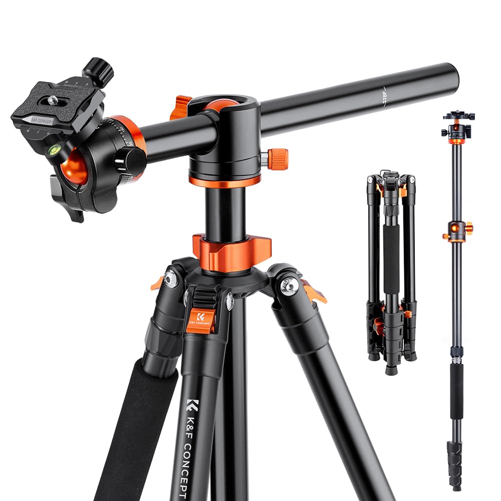 K&amp;F Concept 186cm Aluminium Stativ, Kamera Stativ mit 90 Grad Mittelsäulen, Kompaktes Fotostativ mit