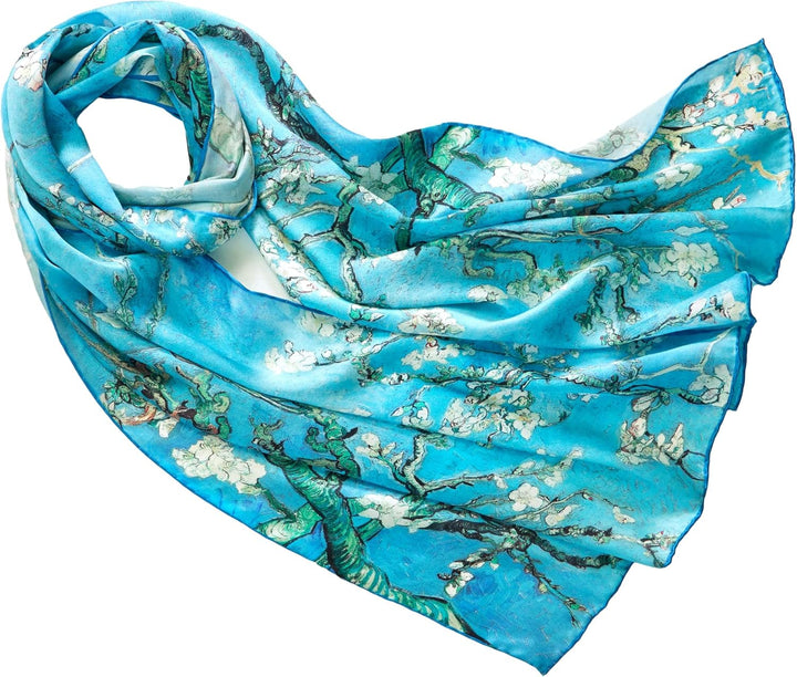 Prettystern Damen 100% Seidenschal van Gogh Silk Scarf Kunstdrucke 160 cm X 43 cm Blühende Mandelbau