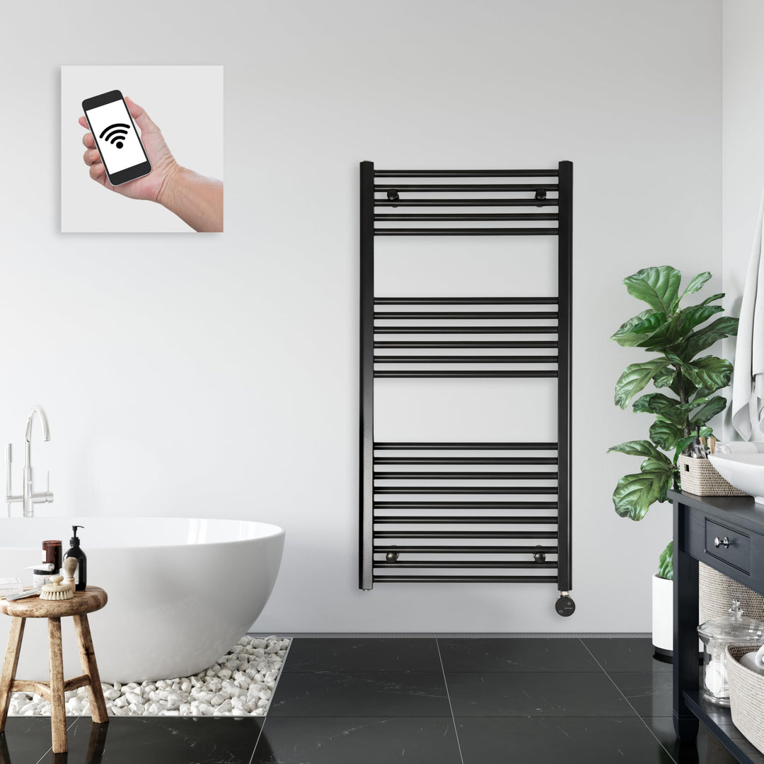 anapont elektrischer Badheizkörper 1175x600 - WiFi APP - schwarz - Handtuchheizkörper - Badheizung e