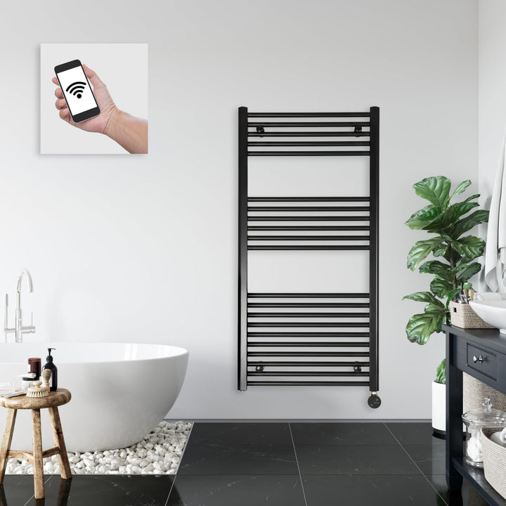 anapont elektrischer Badheizkörper 1175x600 - WiFi APP - schwarz - Handtuchheizkörper - Badheizung e