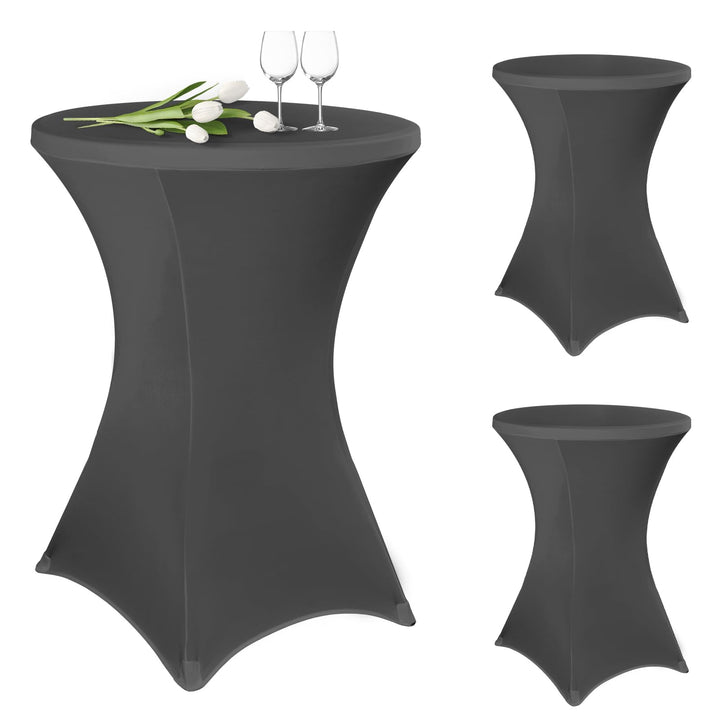 3 Stück Stehtisch Hussen 80cm,Hussen Stehtische Dunkelgrau für Ø 80-85 cm Stehtische und Bistrotisch