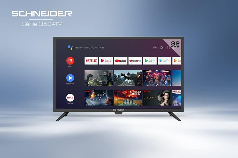 SCHNEIDER Fernseher 32 Zoll Smart TV (80cm) mit Android TV, Fernseher mit WLAN, HD, HDMI, USB, Dolby