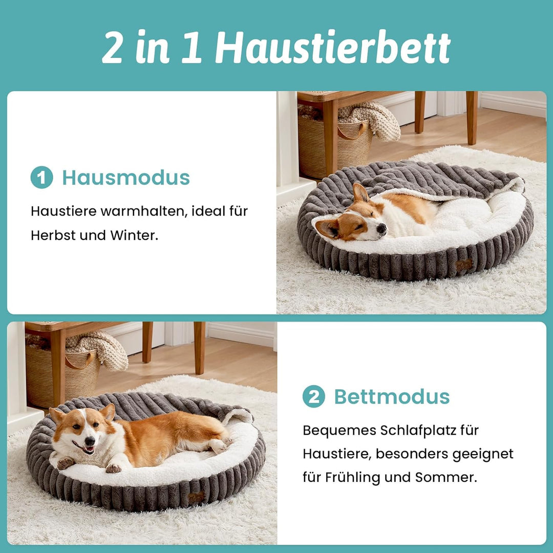 Winter-Katzenbett mit Decke, Flauschig Donut-Hundebetten für mittelgrosse Hunde, Warme Anti-Angst-Ka