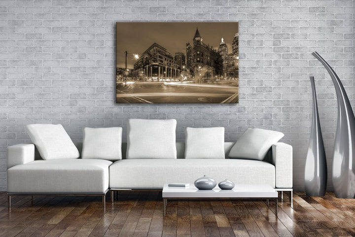 deyoli leuchtende Strassen von Toronto Format: 80x60 Effekt: Sepia als Leinwand, Motiv fertig gerahm