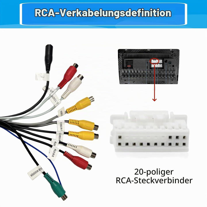 20 Pin RCA Stecker Stereo Audio Video AUX Adapterkabel für Android Autoradio RCA Kabelbaum mit Subwo