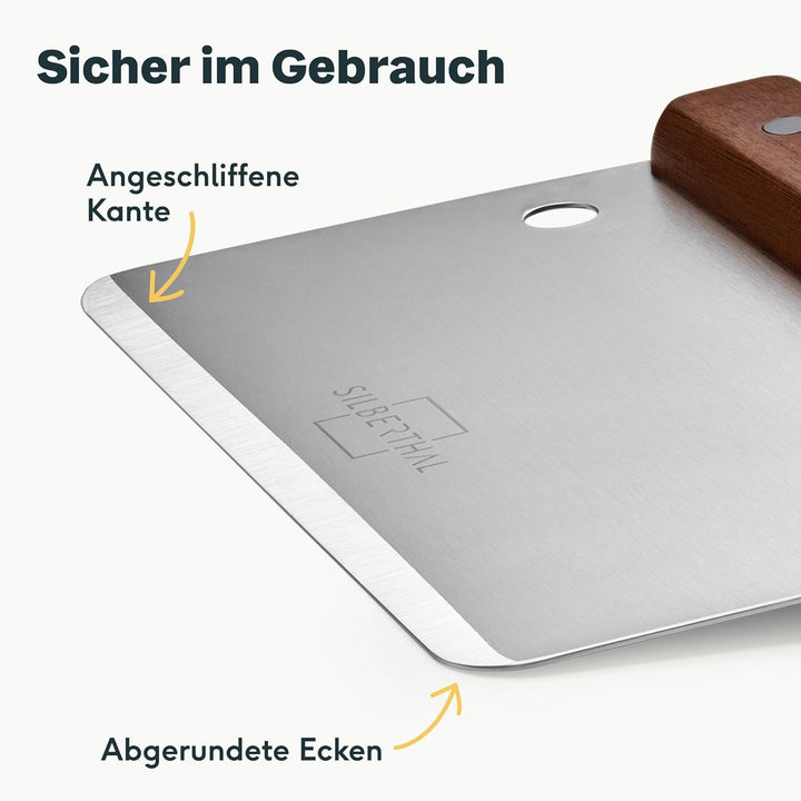SILBERTHAL Teigkarte 2er Set Edelstahl 16cm gross - Teigschaber für Brot, Pizza, Gemüse - Teigmesser