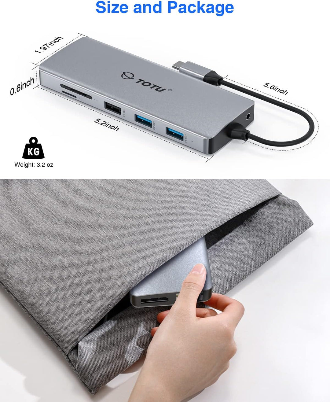 USB C HUB, TOTU 13-in-1 Docking Station (4K Dual HDMI & DP, 75W PD), Triple Displays für USB C Windo