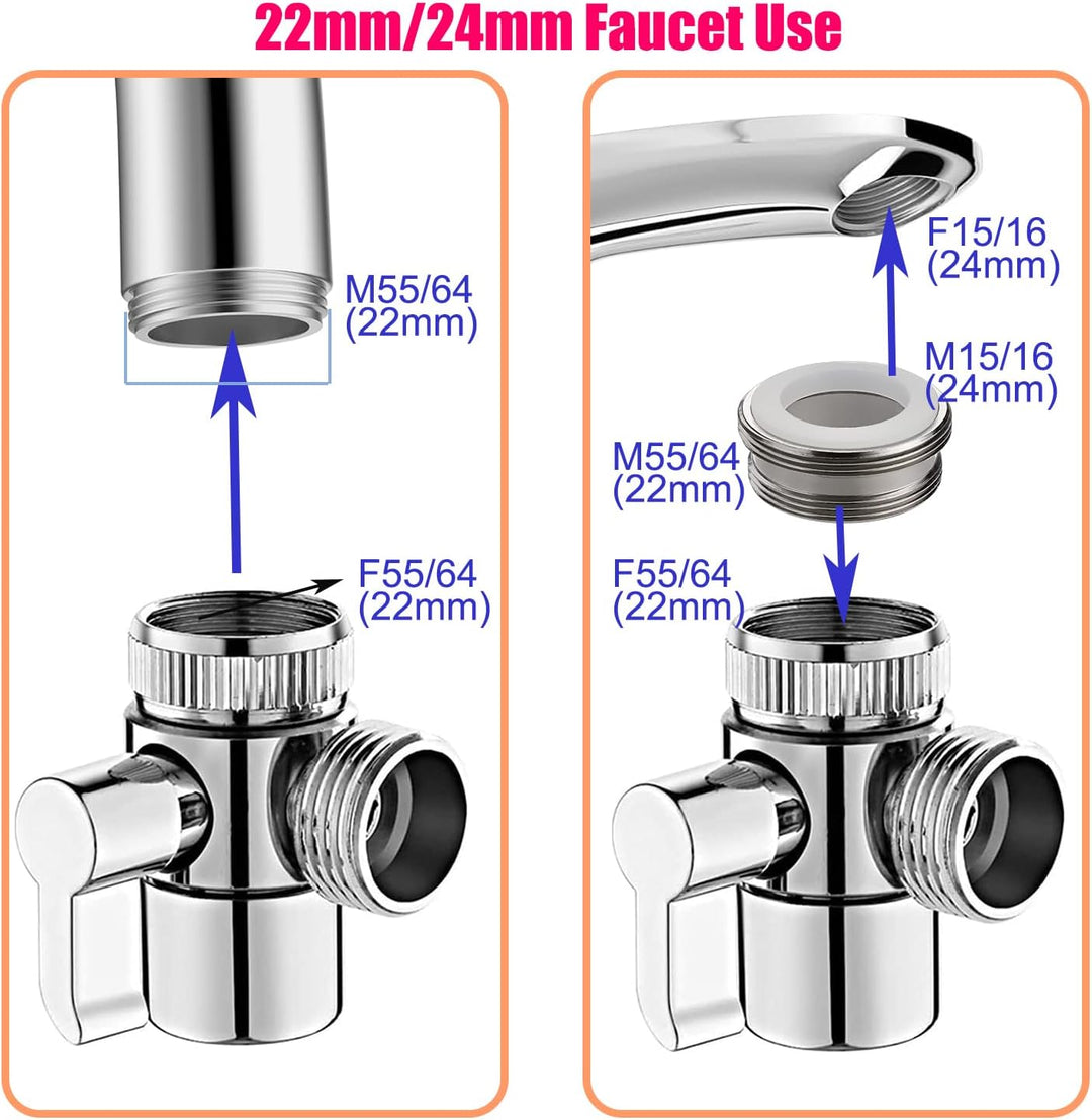 Roscid Handheld Bad Bidet Sprayer Set mit 3 Wege Wasserhahn Bidet Sprayer mit 2M Schlauch mit G1/2 W