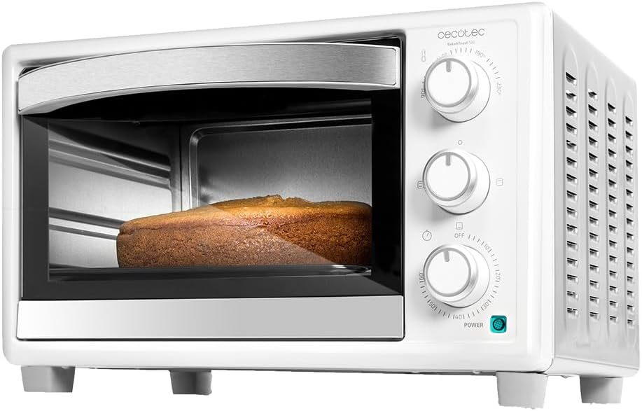Cecotec Minibackofen Bake & Toast 2300 Weiss, 23 L, 1500 W, 3 Heizmodi, 60-Minuten-Timer, einstellba