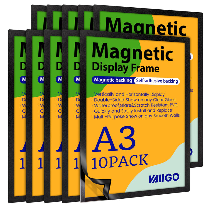 VAIIGO Magnetrahmen Info-Rahmen Selbstklebend mit Magnetverschluss für Informationsrahmen DIN A3 For
