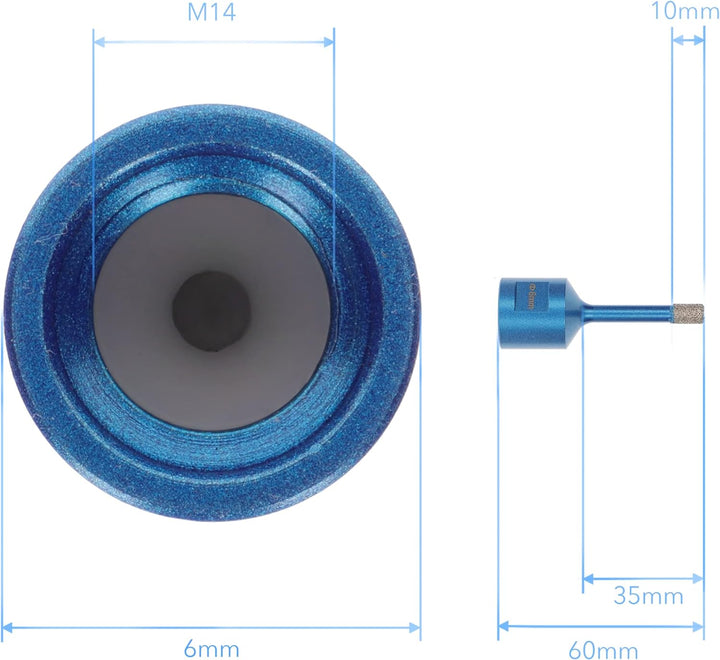 PRODIAMANT Diamant Fliesenbohrer 6mm x M14 Fliese, Feinsteinzeug, Keramik für Winkelschleifer, 6mm