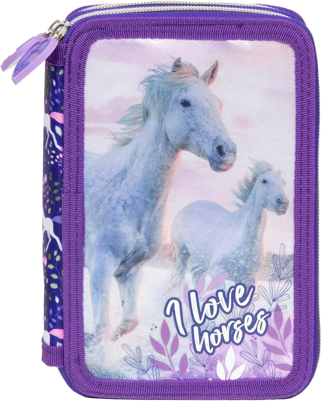 Mädchen Kinder Pferde Pony Horse 2-Fach Federtasche Federmappe Schlamper 27 TLG. gefüllt (KO23), lil
