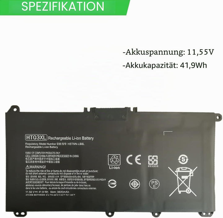 XITAIAN 11.55V 41.9Wh HT03XL Ersatz Laptop Akku für HP 14-CE0014TU 14-CE0000 HSTNN-IB8O L11421-1C1 L