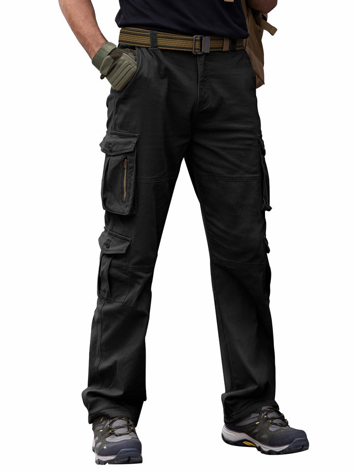 Herren Cargohose Baumwolle Baggy Chino Hosen Freizeit Outdoorhose Arbeitshose Trouser Pants L Schwar