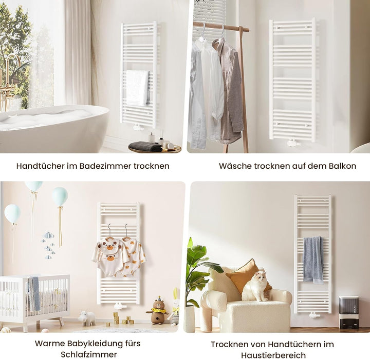 Heilmetz® Badheizkörper Weiss Handtuchtrockner Heizung 1600 x 500 mm Bad Heizkörper Handtuchheizkörp