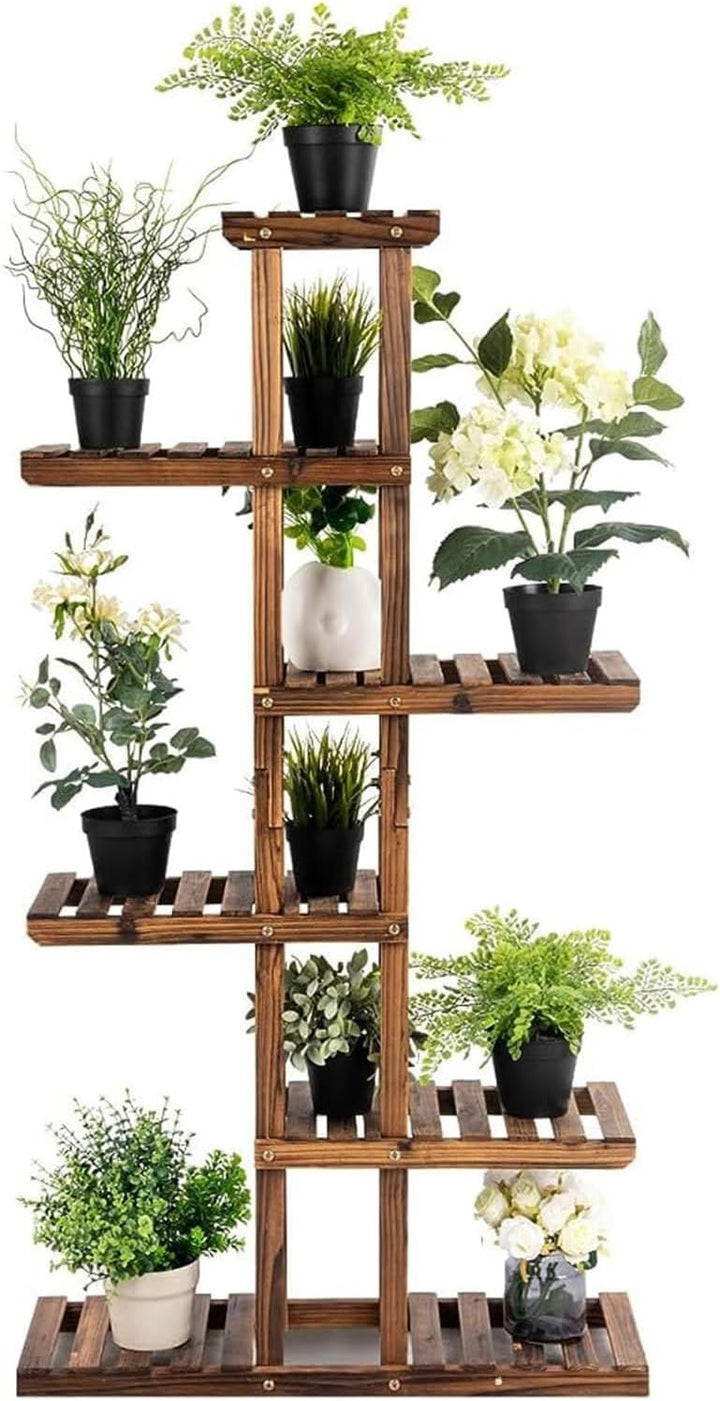 GOPLUS 6 Ebenen Blumenregal, Pflanzenregal Holz Blumentreppe Pflanzenständer Blumenständer draussen