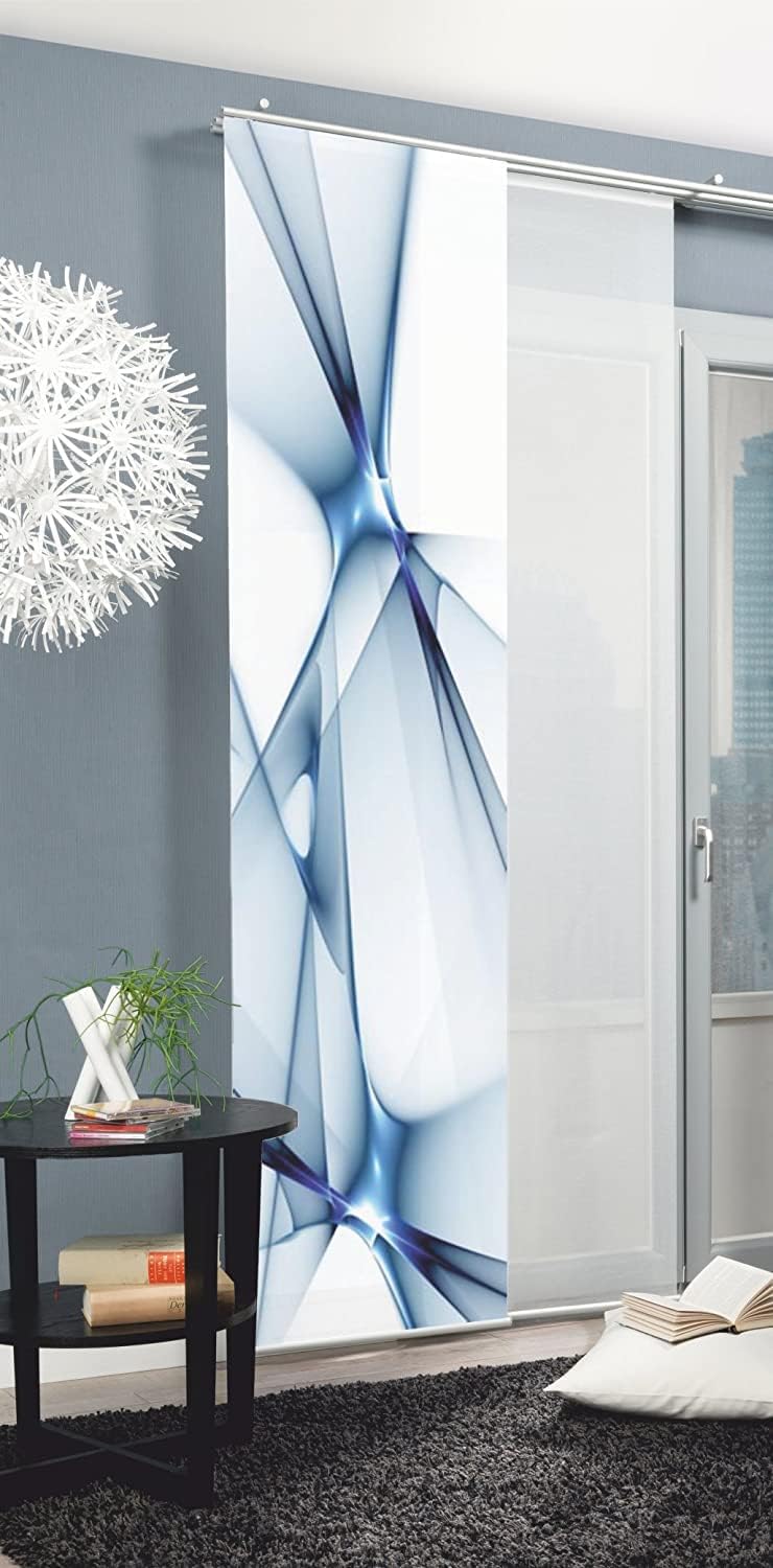 Home Fashion Franklin Schiebevorhang, Polyester, Blau, 245X60 cm, Blau