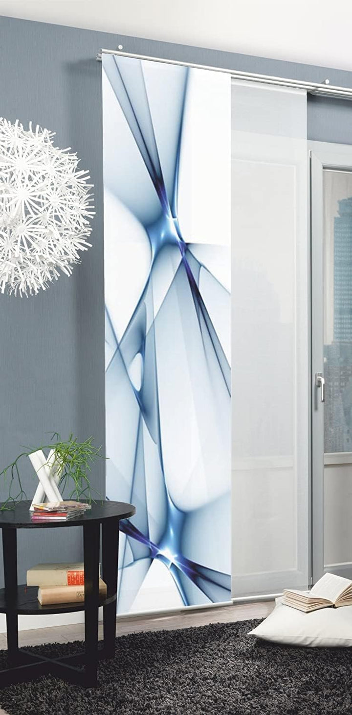Home Fashion Franklin Schiebevorhang, Polyester, Blau, 245X60 cm, Blau
