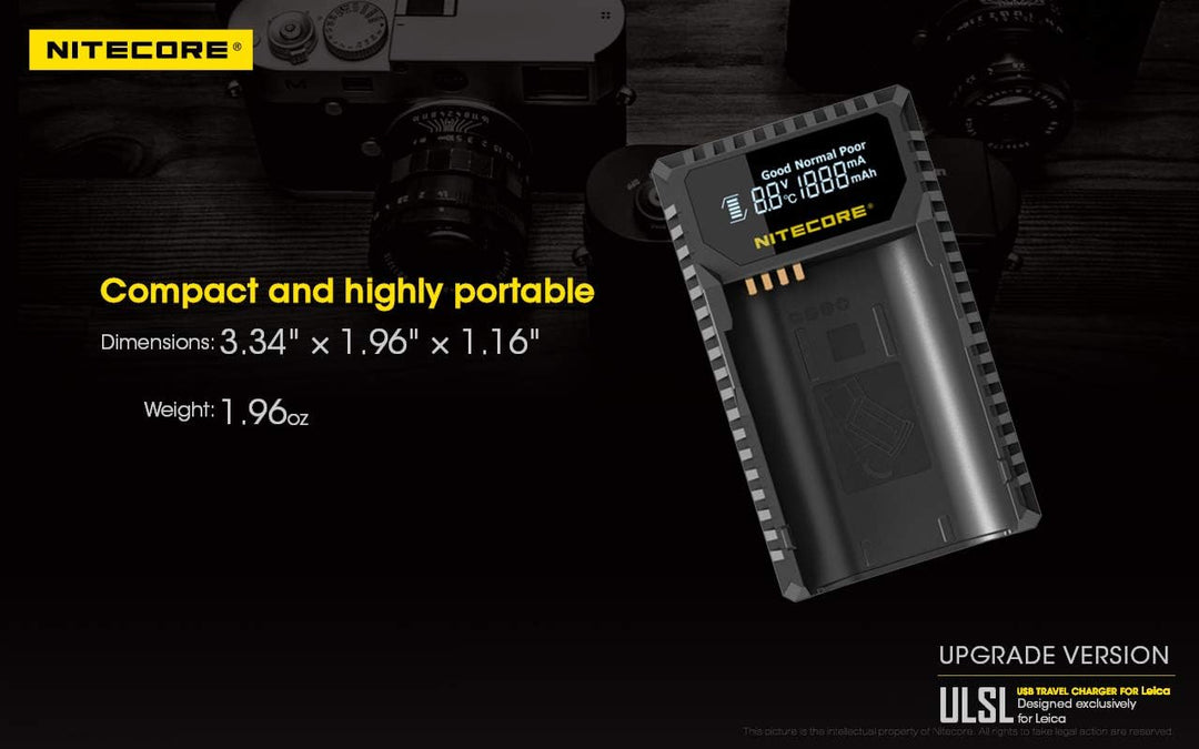 Nitecore ULSL USB-Ladegerät mit LCD-Display , Leica BP-SCL4, Leica BP-SCL4