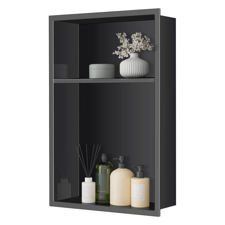 FTL Duschnische aus 304 Edelstahl 45x30x10cm,Schwarz Wandnische Dusche,Eingebettete Wandnische,Keine