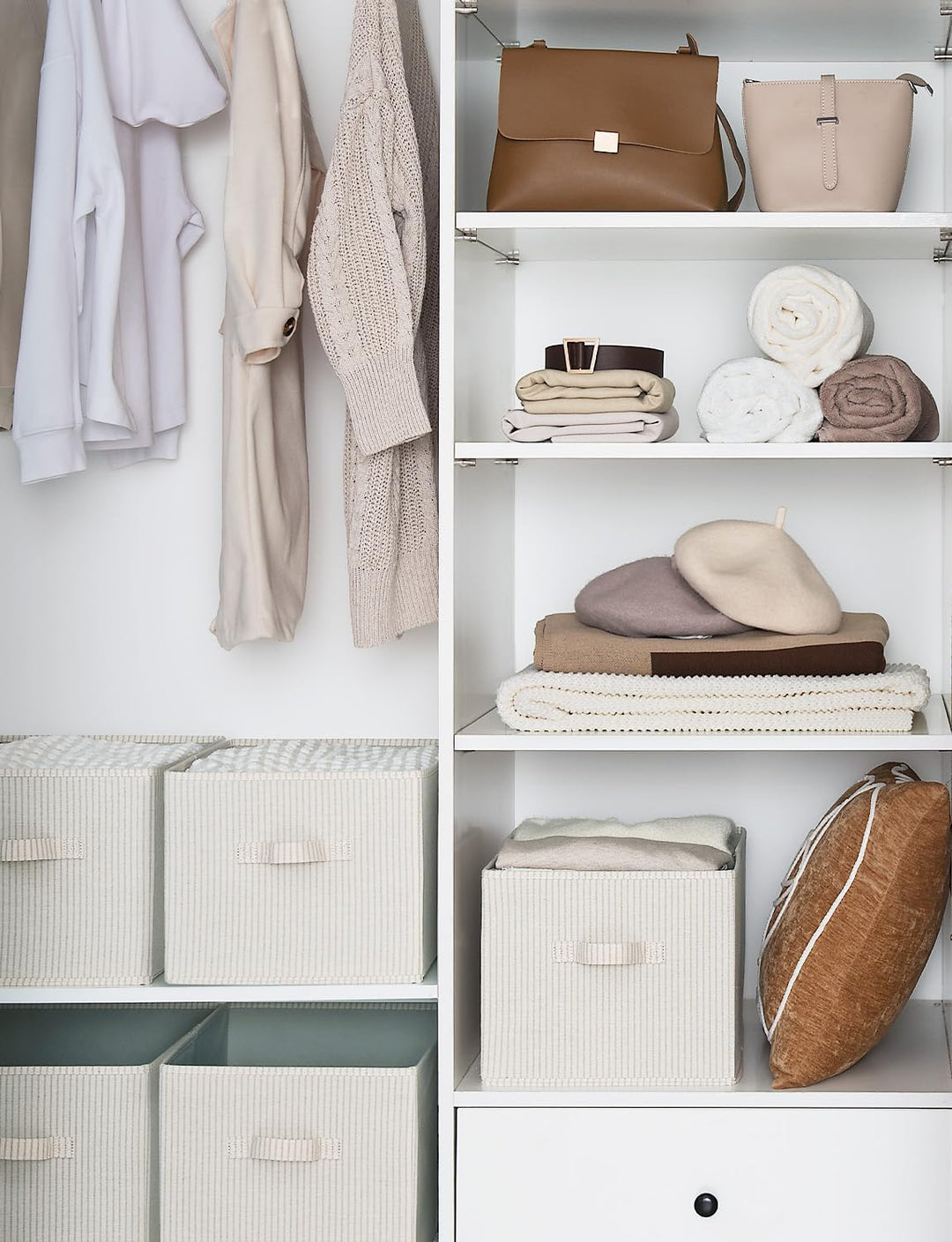 StorageWorks Kisten mit Griffen, Aufbewahrungsbox Stoff für Regale, Baskets for Organisation, gross