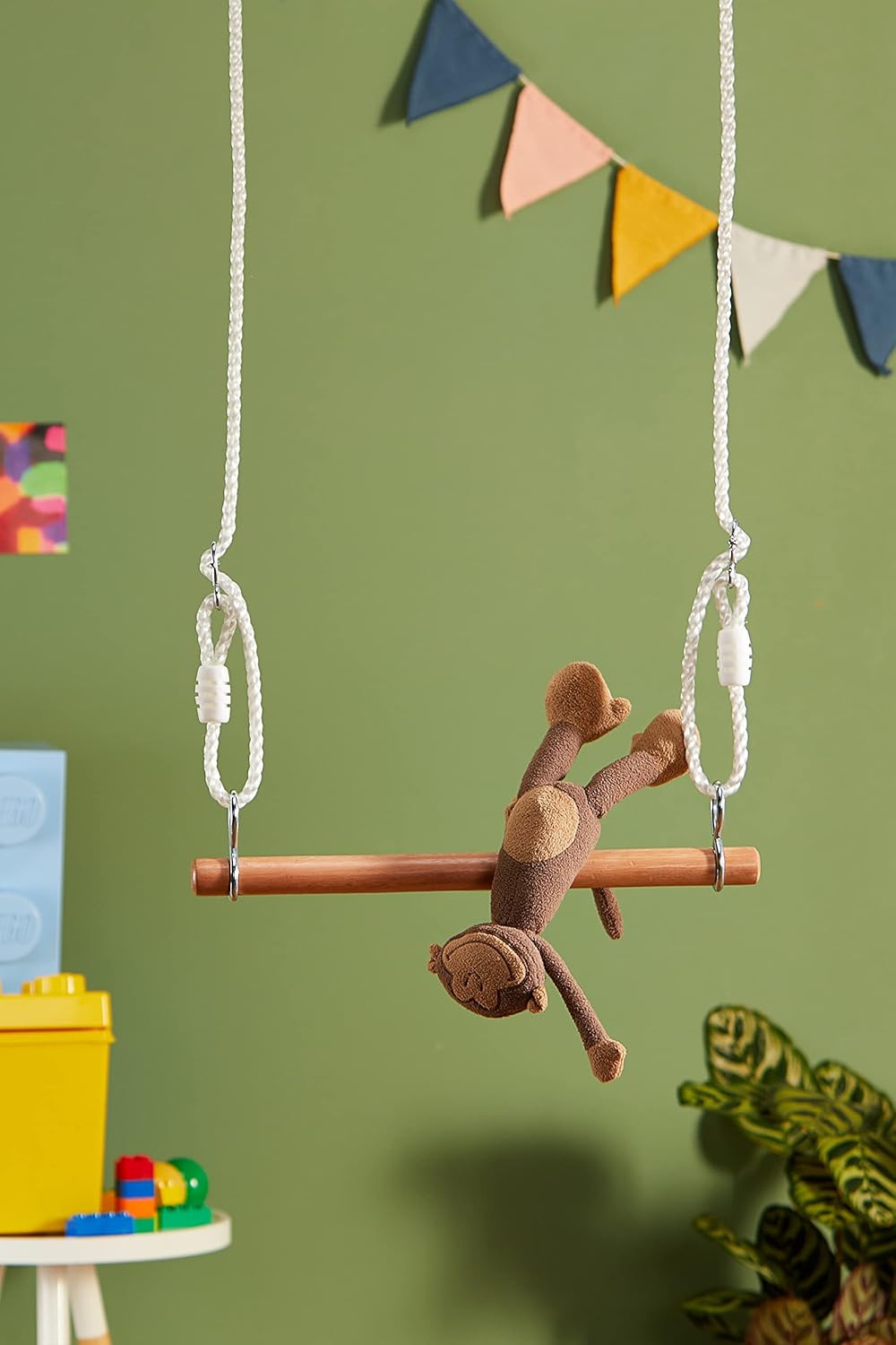 small foot Holztrapez aus Holz, mit längenverstellbaren Seilen, auch als Turnstange oder Schaukel, I