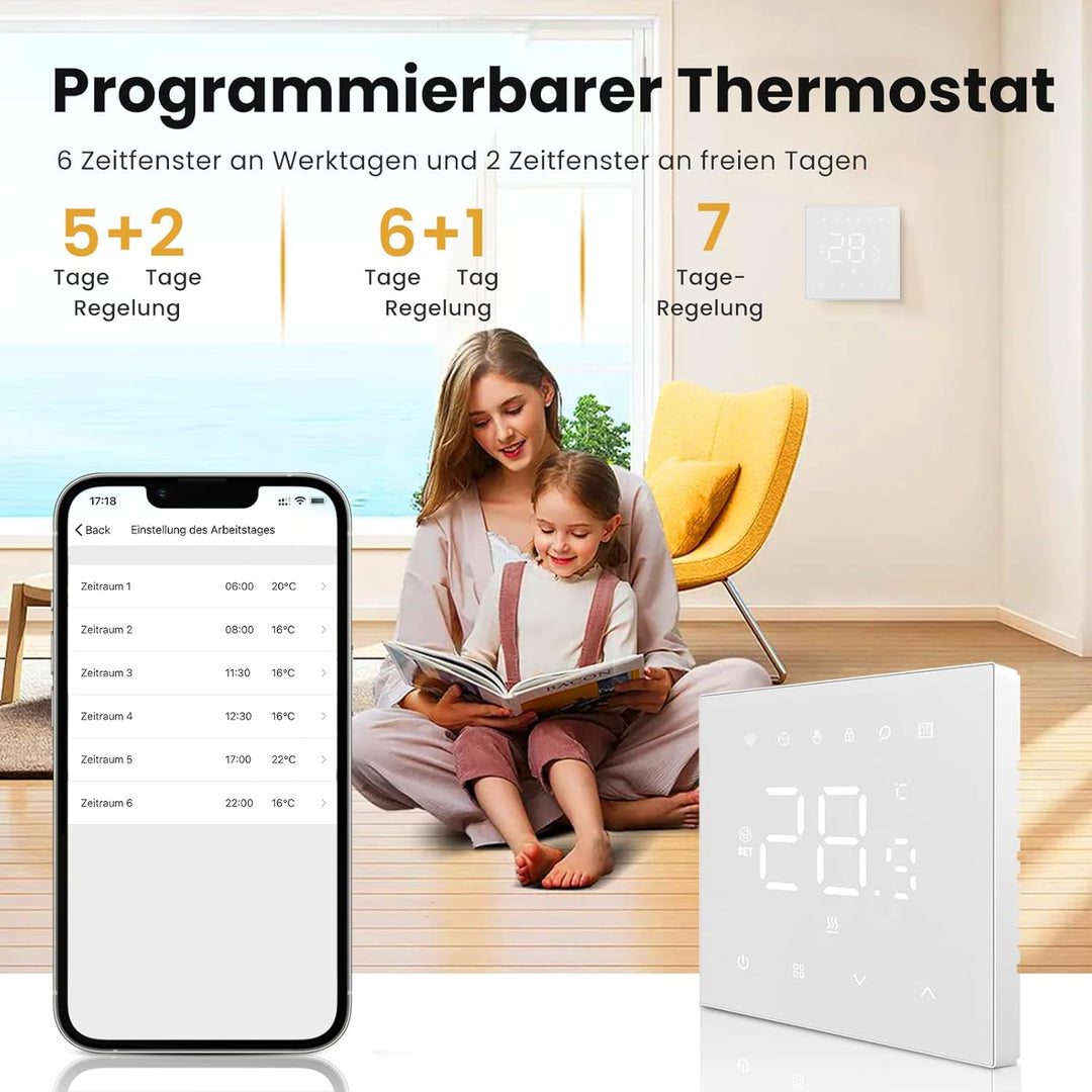 MIUCDA Thermostat Fussbodenheizung Wasser, Tuya WiFi Heizungsthermostat Smart Digital Raumthermostat