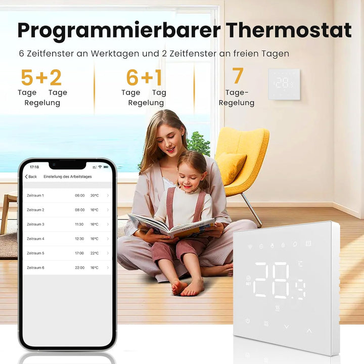 MIUCDA Smart Elektrische Thermostat WLAN, Elektrisch Fussbodenheizung Heizungsthermostat, Digital Ra