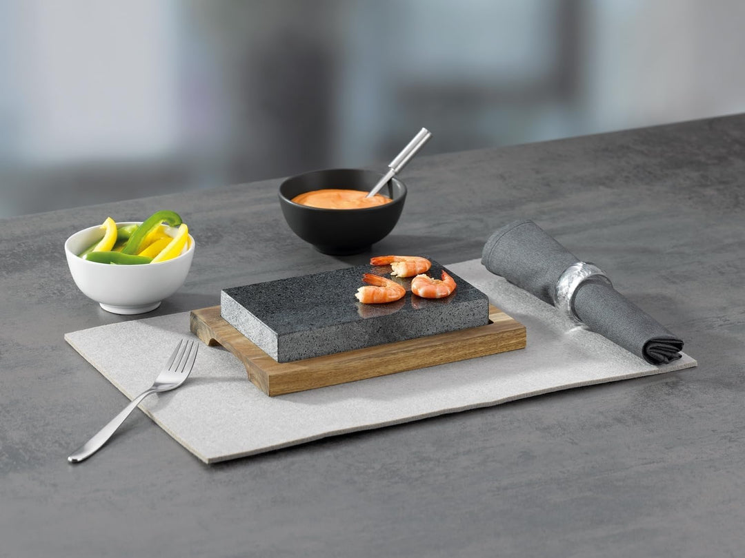 kela Heisser Stein-Set - Granit - Akazienholz - 16 x 24 cm - 12-teilig
