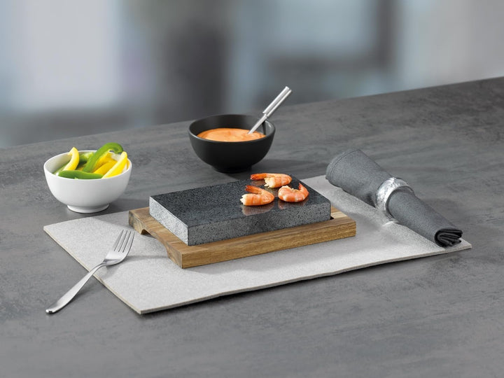 kela Heisser Stein-Set - Granit - Akazienholz - 16 x 24 cm - 12-teilig