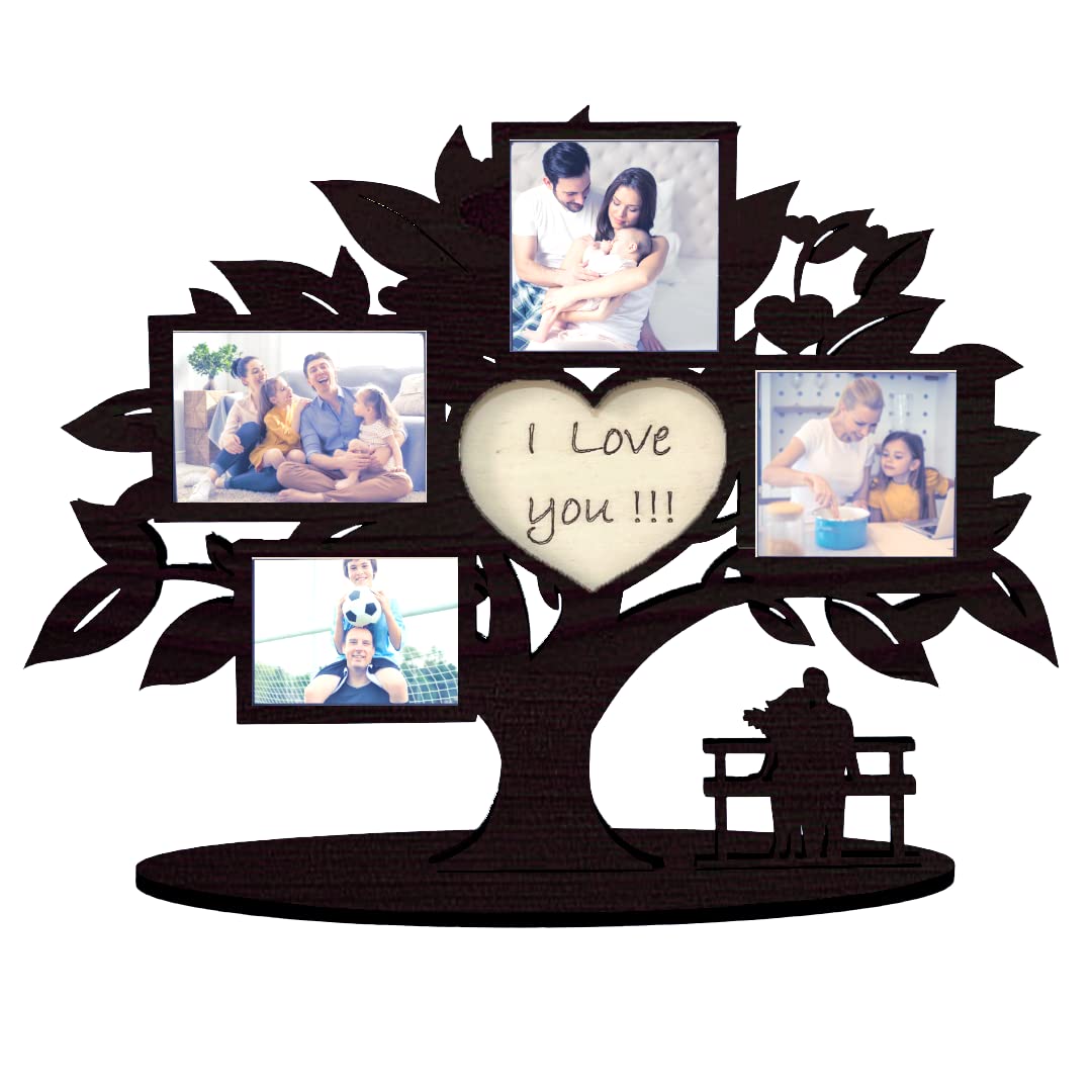 Pekiedo Bilderrahmen Lebensbaum aus Holz, Mehrfach-Bilderrahmen Love You, Geschenkidee für Freundin,