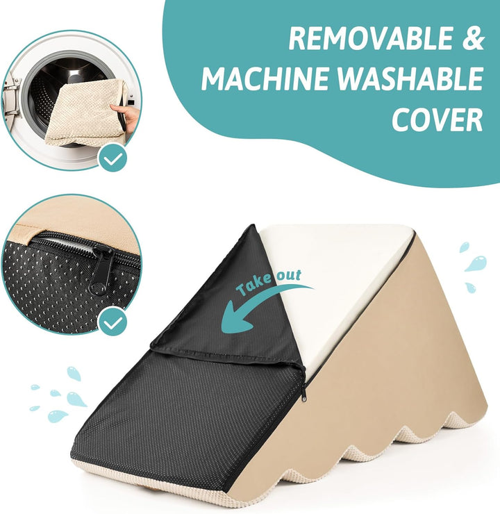 COZY KISS Hundetreppe für Kleine Hunde 40cm, 4-Stufen Flache Schrägrampe, Hunderampe aus Hochdichtsc