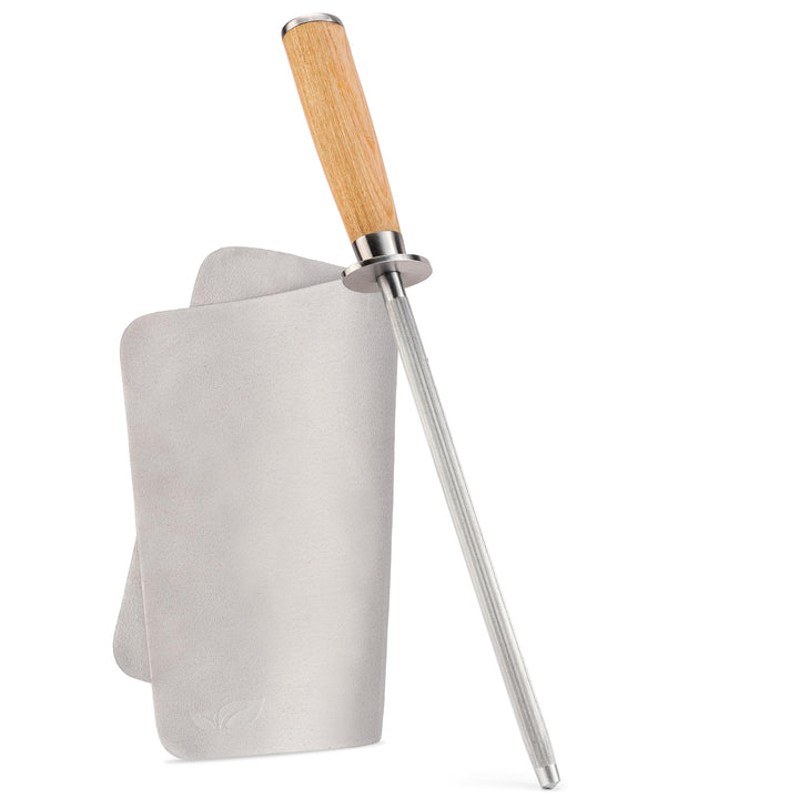 NEU: Greenable ® Premium Wetzstahl – Messerschärfer aus gehärtetem Stahl mit Holzgriff – Geeignet fü