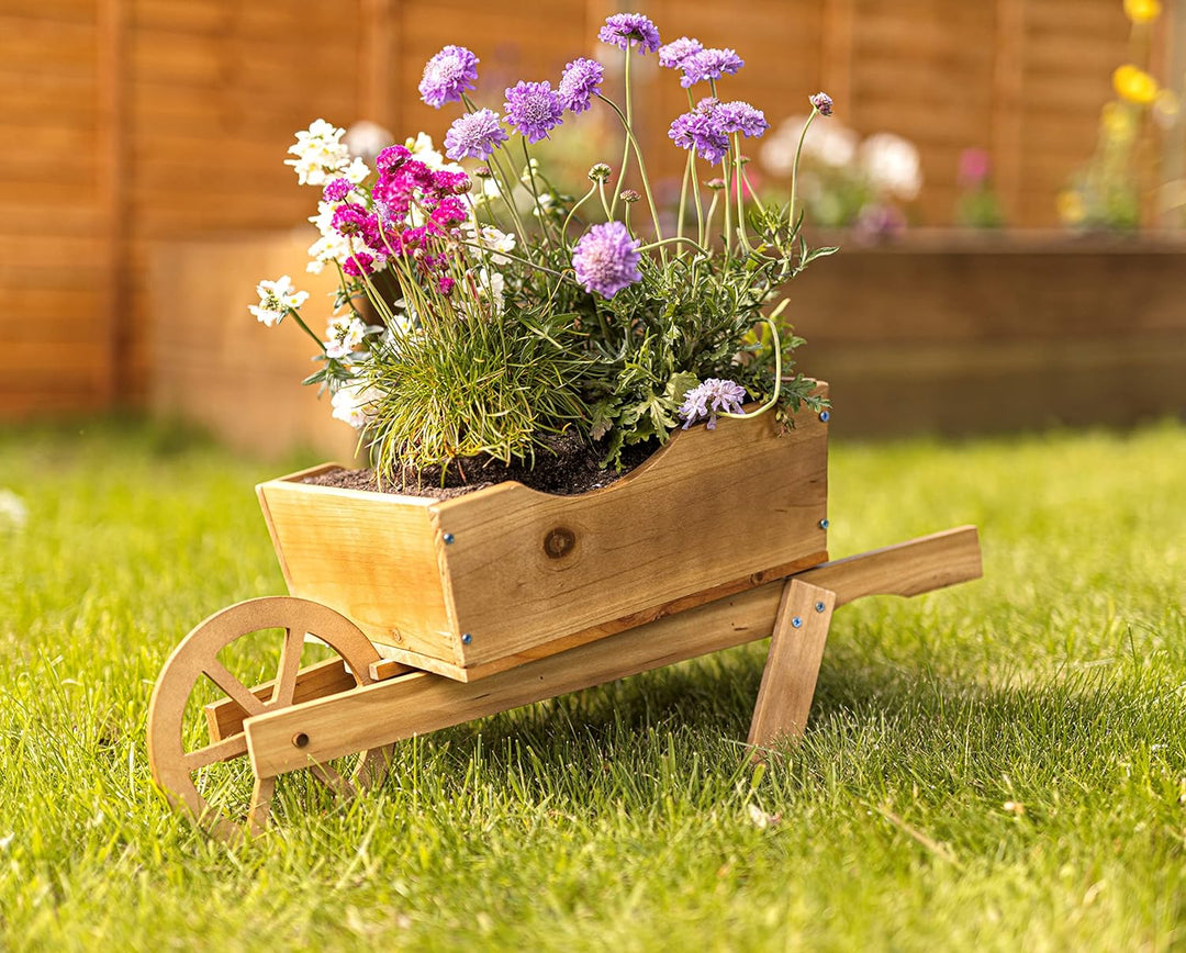 Homezone rustikale Holzschubkarre, Gartendekoration, Pflanzentrog, 70 cm