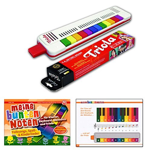 TRIOLA 12 Kompakt-Set. Die beliebte Blasharmonika mit farbigen Tasten für Kinder im Set mit dem Trio