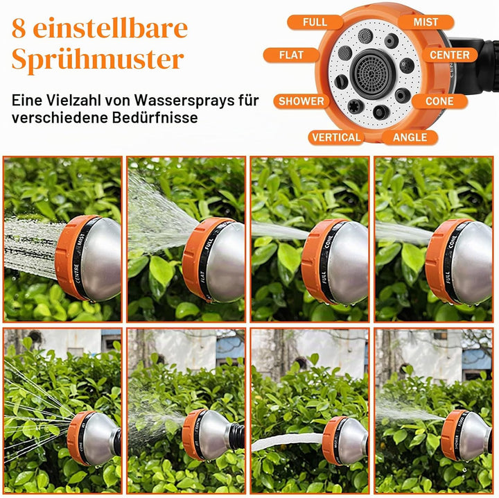 Giessstab 47CM Lang Handbrause Garten Brause mit 8 Sprühbilder Daumensteuerung Gartenschlauch Düse A