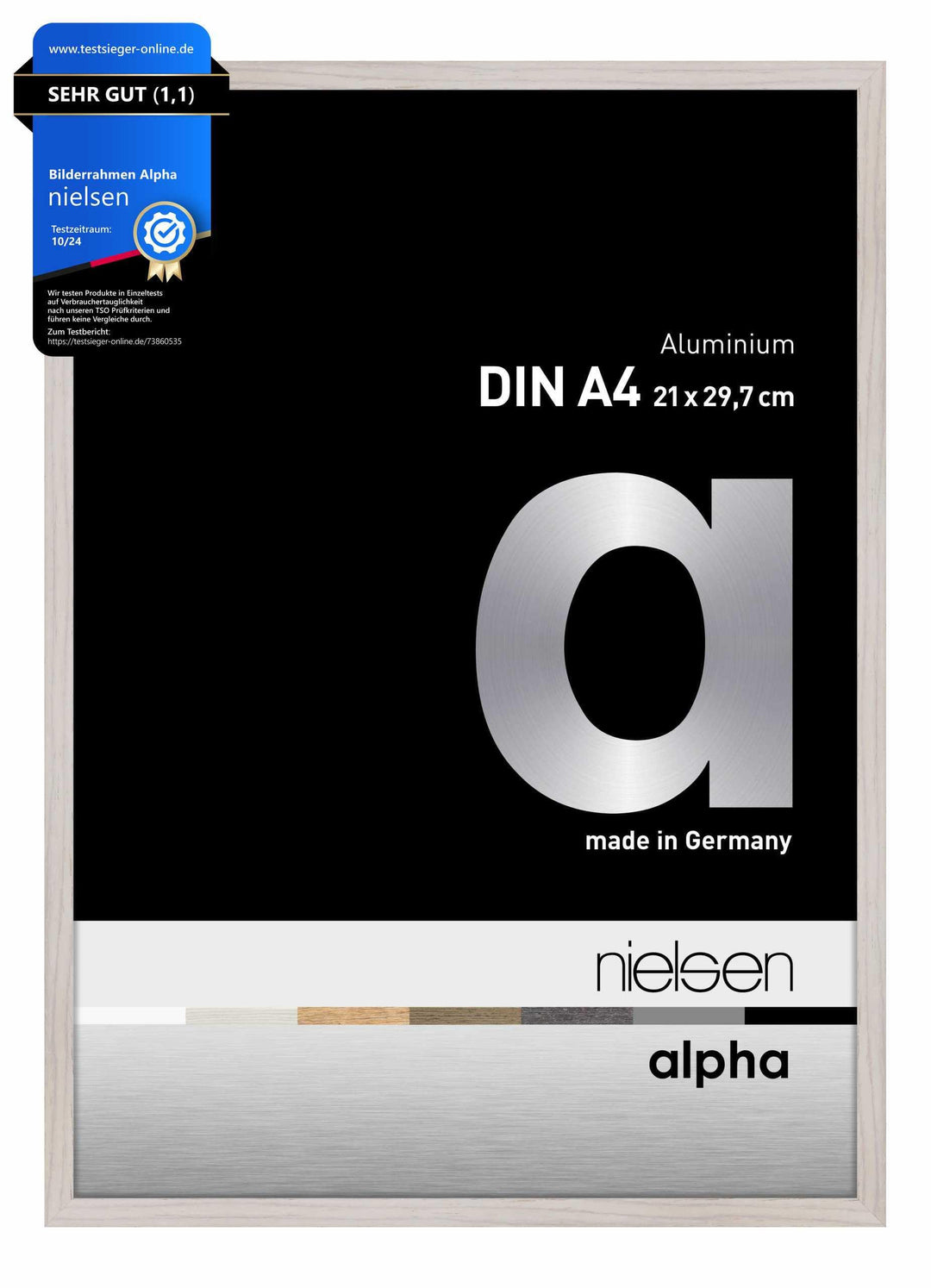 nielsen Aluminium Bilderrahmen Alpha, 21x29,7 cm (A4), Eiche Weiss Eiche Weiss 21 x 29,7 cm (A4), Ei