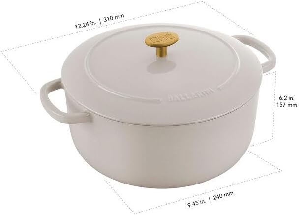 BALLARINI Bellamonte Auflaufform Bräter Dutch Oven Emailliertes Gusseisen Rund 24 cm 4 L Elfenbein W