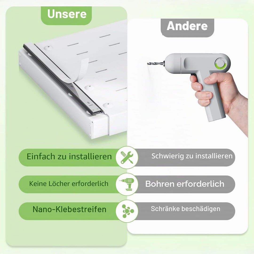 2 Stück Teleskopschublade, 32-52cm Verstellbare Breite Ausziehbare Schubladen, Ausziehbarer Schrank-